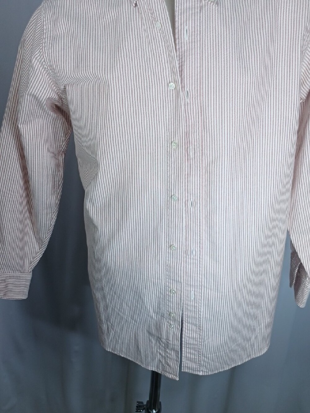 Brooks Brothers mens heavy cotton Red and White Narrow Stripe Dress Shirt - Picture 8 of 9